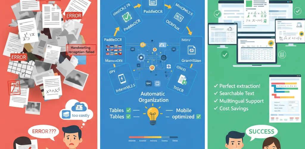 Blog post image for Top 7 Open Source OCR Models for Document Processing - The best open source OCR models for converting documents, images, and PDFs to text. Compare olmOCR, PaddleOCR, OCRFlux, and more, with performance benchmarks and implementation examples.